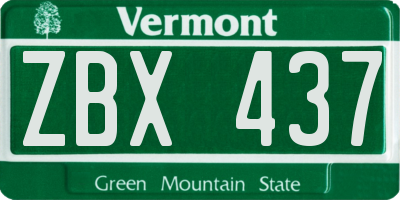 VT license plate ZBX437