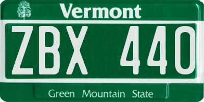VT license plate ZBX440