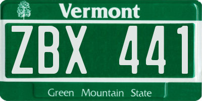 VT license plate ZBX441
