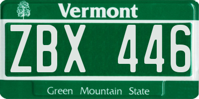 VT license plate ZBX446
