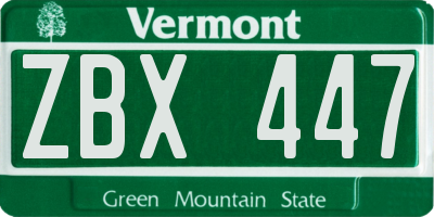 VT license plate ZBX447