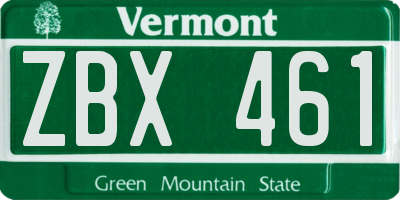 VT license plate ZBX461