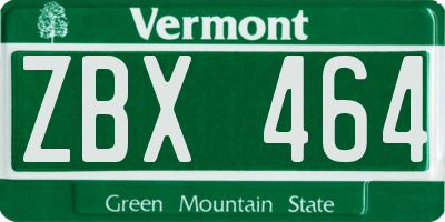 VT license plate ZBX464