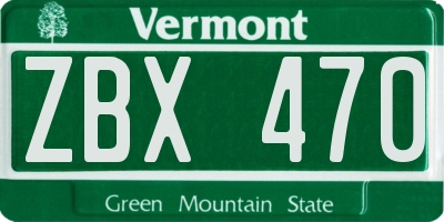 VT license plate ZBX470