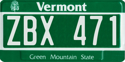 VT license plate ZBX471