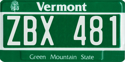 VT license plate ZBX481