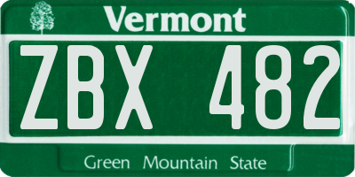VT license plate ZBX482