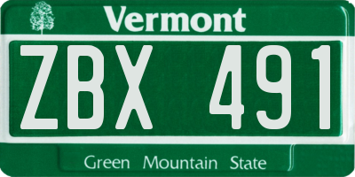VT license plate ZBX491