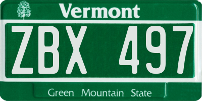 VT license plate ZBX497