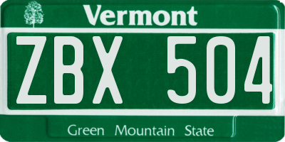 VT license plate ZBX504