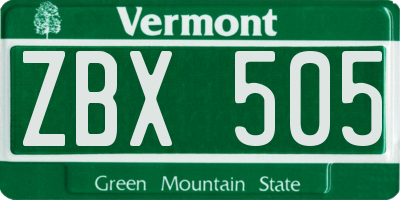 VT license plate ZBX505