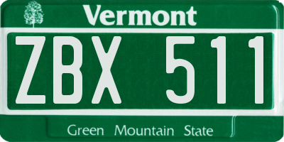 VT license plate ZBX511