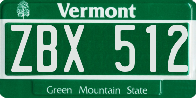 VT license plate ZBX512
