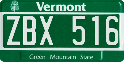 VT license plate ZBX516
