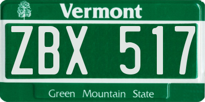 VT license plate ZBX517