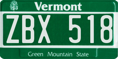 VT license plate ZBX518