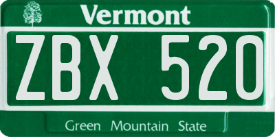 VT license plate ZBX520
