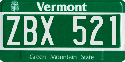 VT license plate ZBX521