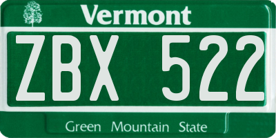 VT license plate ZBX522