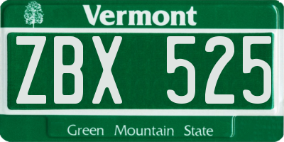 VT license plate ZBX525