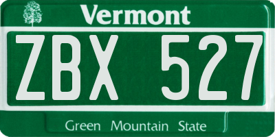 VT license plate ZBX527