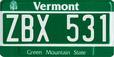VT license plate ZBX531