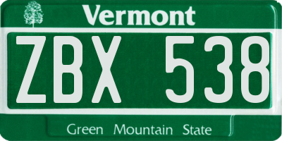 VT license plate ZBX538