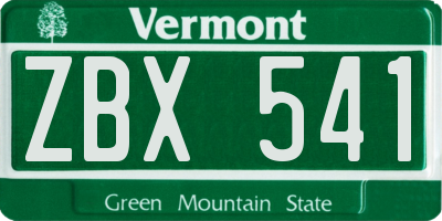 VT license plate ZBX541