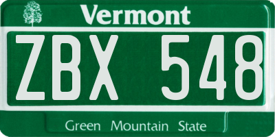 VT license plate ZBX548