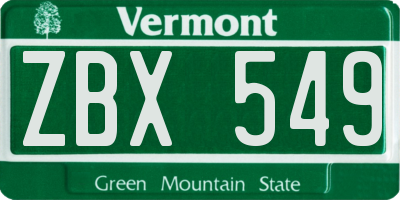 VT license plate ZBX549