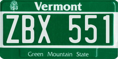 VT license plate ZBX551