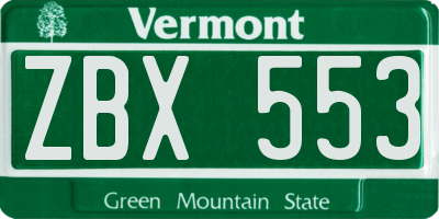 VT license plate ZBX553