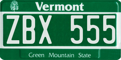VT license plate ZBX555