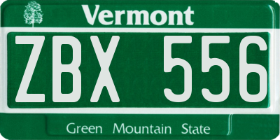 VT license plate ZBX556