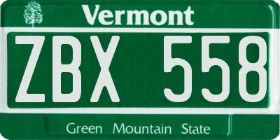 VT license plate ZBX558