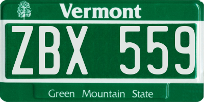 VT license plate ZBX559