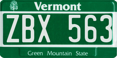 VT license plate ZBX563