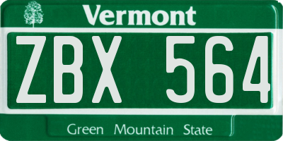 VT license plate ZBX564