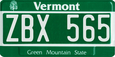 VT license plate ZBX565