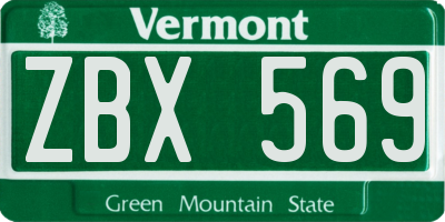 VT license plate ZBX569