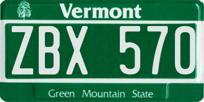 VT license plate ZBX570