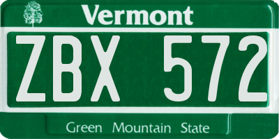 VT license plate ZBX572