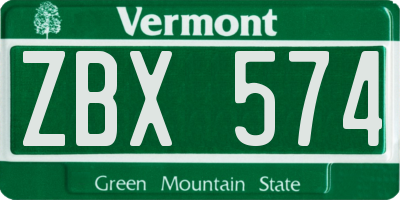 VT license plate ZBX574