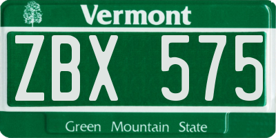 VT license plate ZBX575