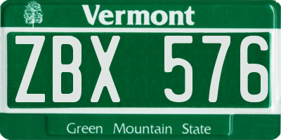 VT license plate ZBX576