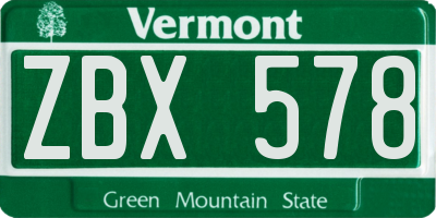 VT license plate ZBX578