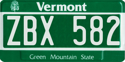 VT license plate ZBX582