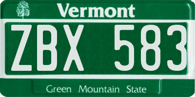 VT license plate ZBX583