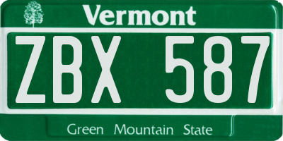 VT license plate ZBX587