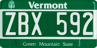 VT license plate ZBX592